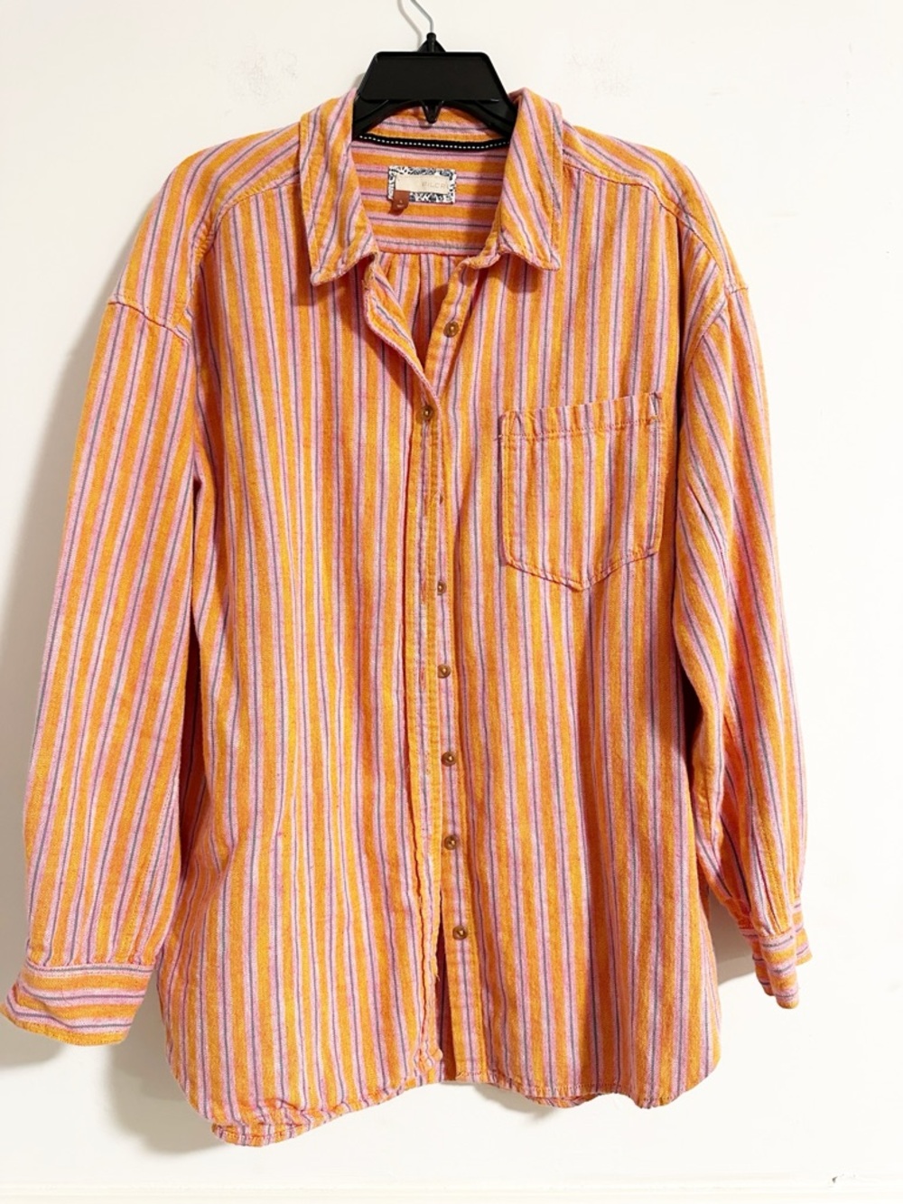 Anthropologie Pilcro Oxford Tunic Striped Long Sleeve Button Down Shirt - Size L
